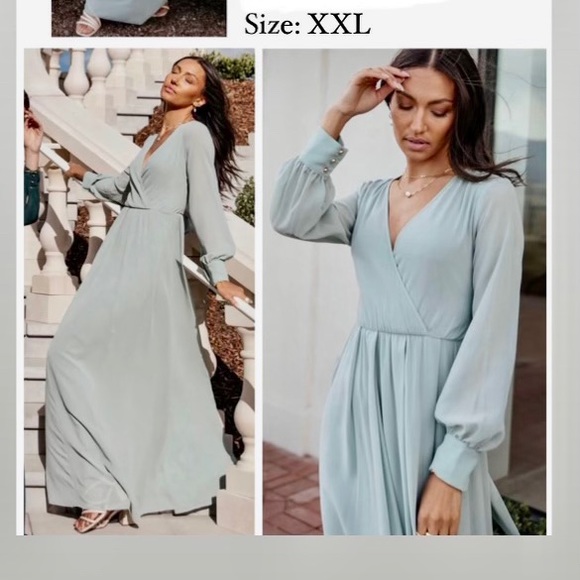 SOLD Bohme Dress Sage Green - Picture 6 of 6